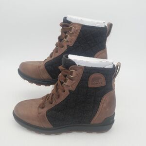 NEW SOREL Evie II NW Lace Boots Bootie Women's 6.5 Tobacco Brown Black